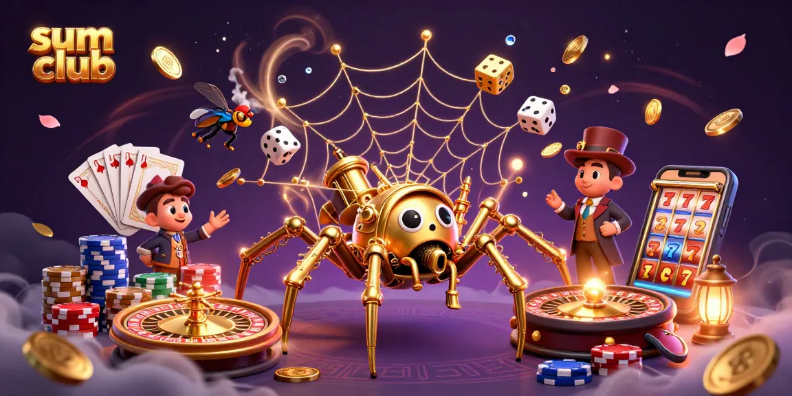 Play the latest games at sum club with a cloud of coins and cascading poker chips!