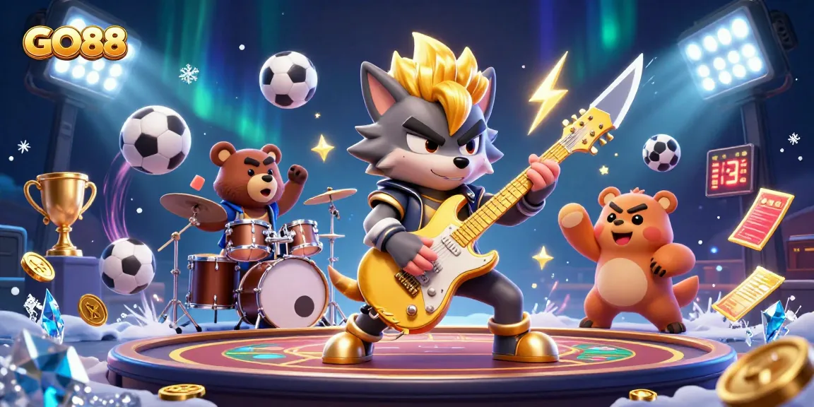 Experience GO88's dynamic casino action with a 3D wolf rock star and thrilling game elements.