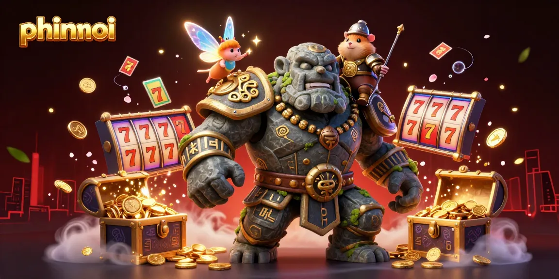 Experience thrilling wins at the vibrant casino with phimmoi as the golem guardian, fairy, and hamster knight bring luck and magic to the scene.