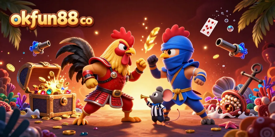 Engage in thrilling battles at okfun88 co with dynamic roosters and casino treasure!