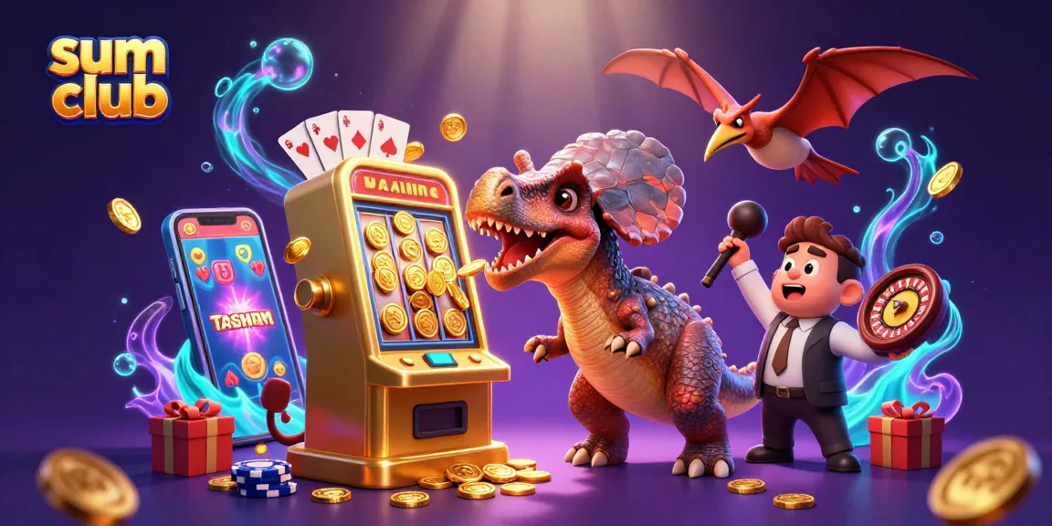 Experience the thrill of the sum club with a dinosaur jackpot scene and colorful gaming elements!