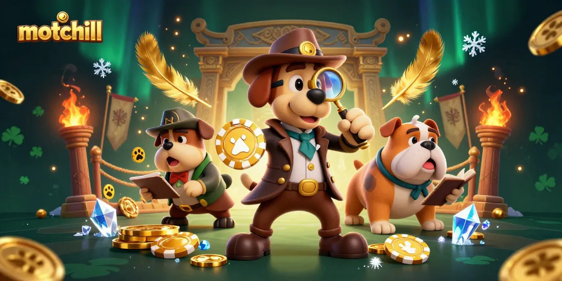 Experience the thrill of motchill with a captivating 3D casino scene featuring detectives exploring golden chips.