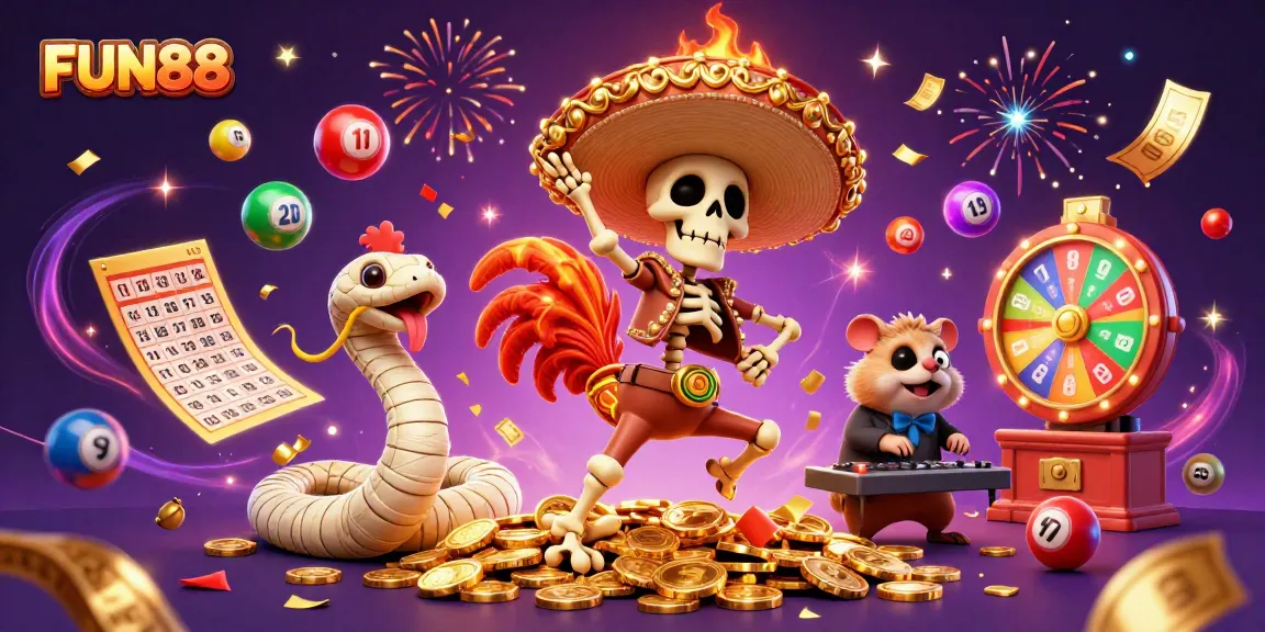FUN88 offers vibrant casino immersion with a lively mariachi rooster and dynamic elements.