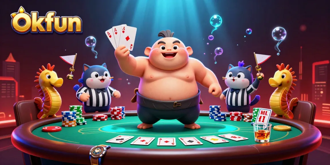 Engage with okfun by playing in a vibrant underwater casino scene filled with poker excitement.