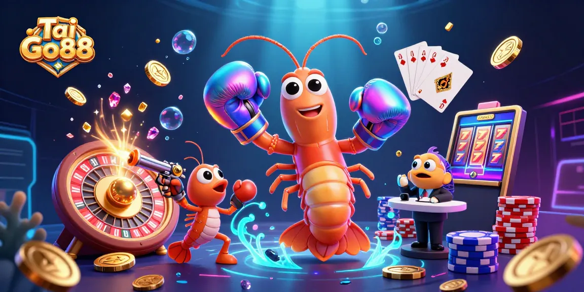 Play engaging games with Tai Go88's vibrant illustration featuring lively sea creatures and casino elements.