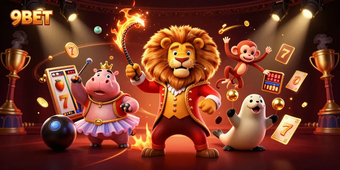 Experience the thrilling world of 9BET with dynamic gaming action and vibrant casino elements.