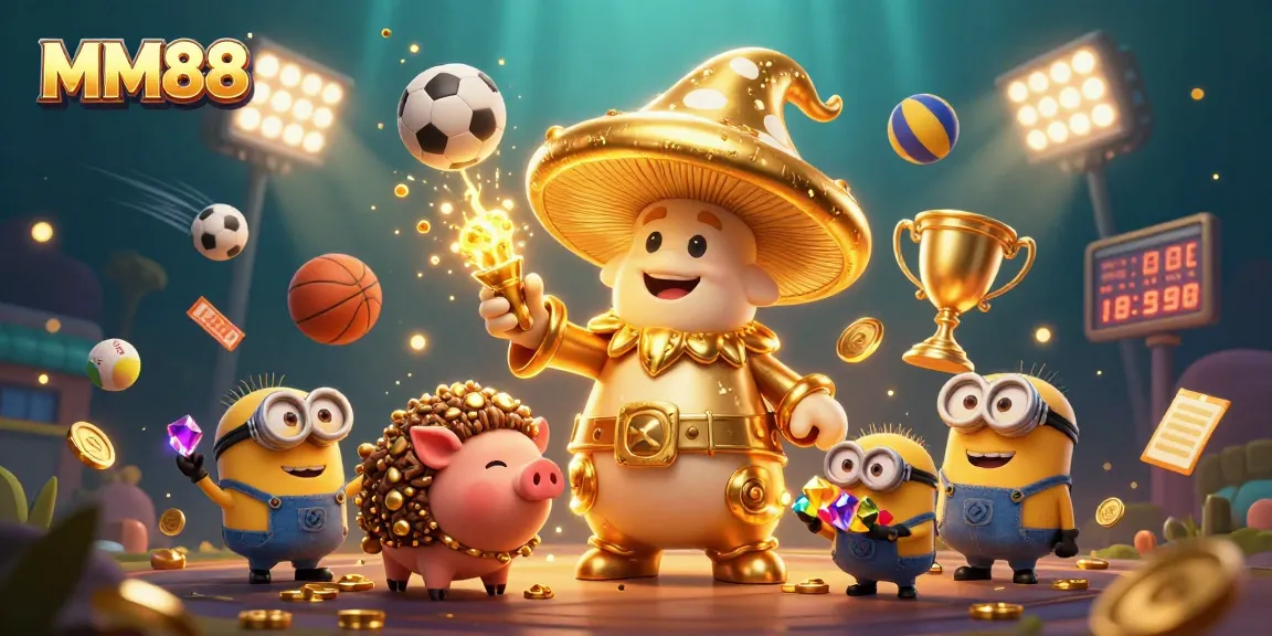 Experience the thrilling world of MM88 with exciting characters, gold magic, and vibrant gaming elements.