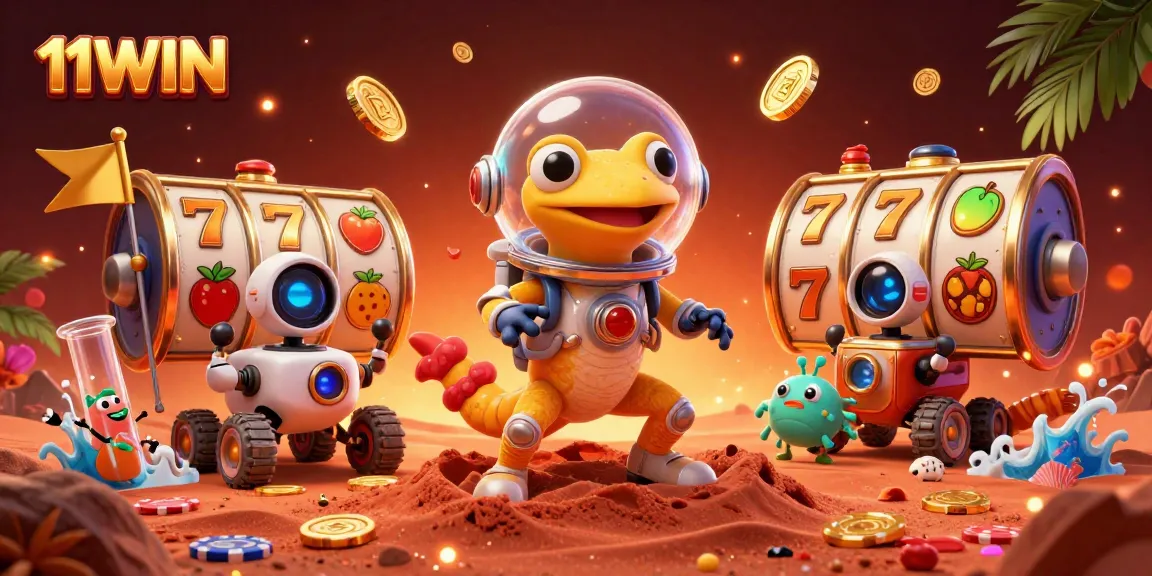 Play thrilling slot games at 11WIN with vibrant visuals and dynamic action, capturing the excitement.