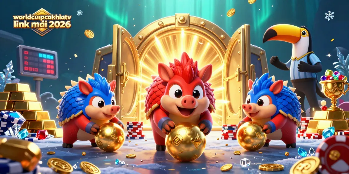 Experience the excitement with worldcupcakhiatv link mới 2026 as pangolins roll through golden balls and poker chips in a vibrant casino.