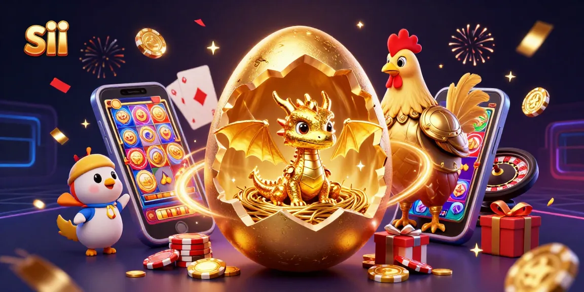 Experience the excitement of sii with a golden dragon and vibrant casino elements in this dynamic illustration.