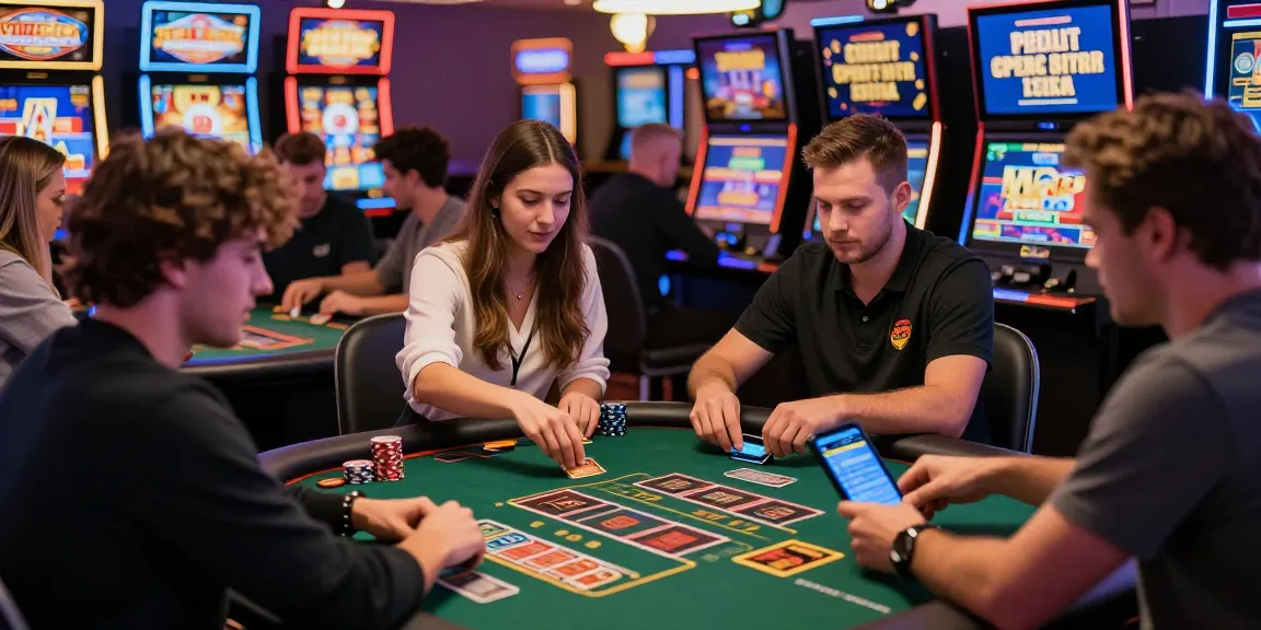 Casino players engaging with eviz.org.uk on credit card gaming platforms in an exciting virtual environment.