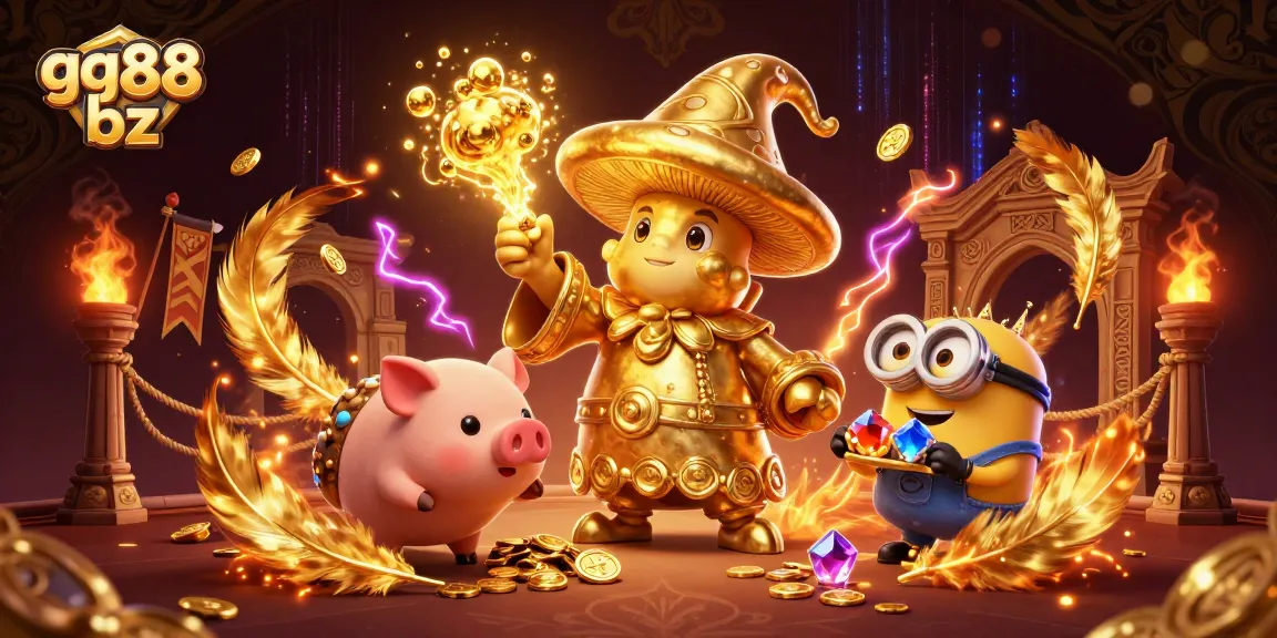 Engage with gg88 bz as a golden wizard and truffle pig unfold magical treasures in a vibrant gaming scene.