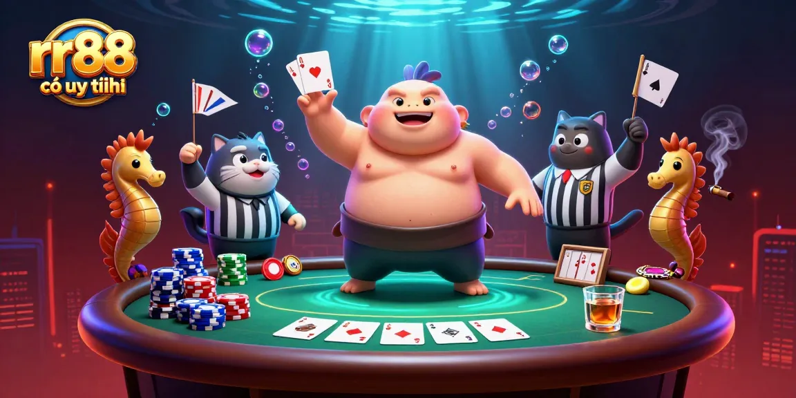 Bet on the graphics of rr88 có uy tín while fugu the blowfish performs in a vibrant underwater casino scene.