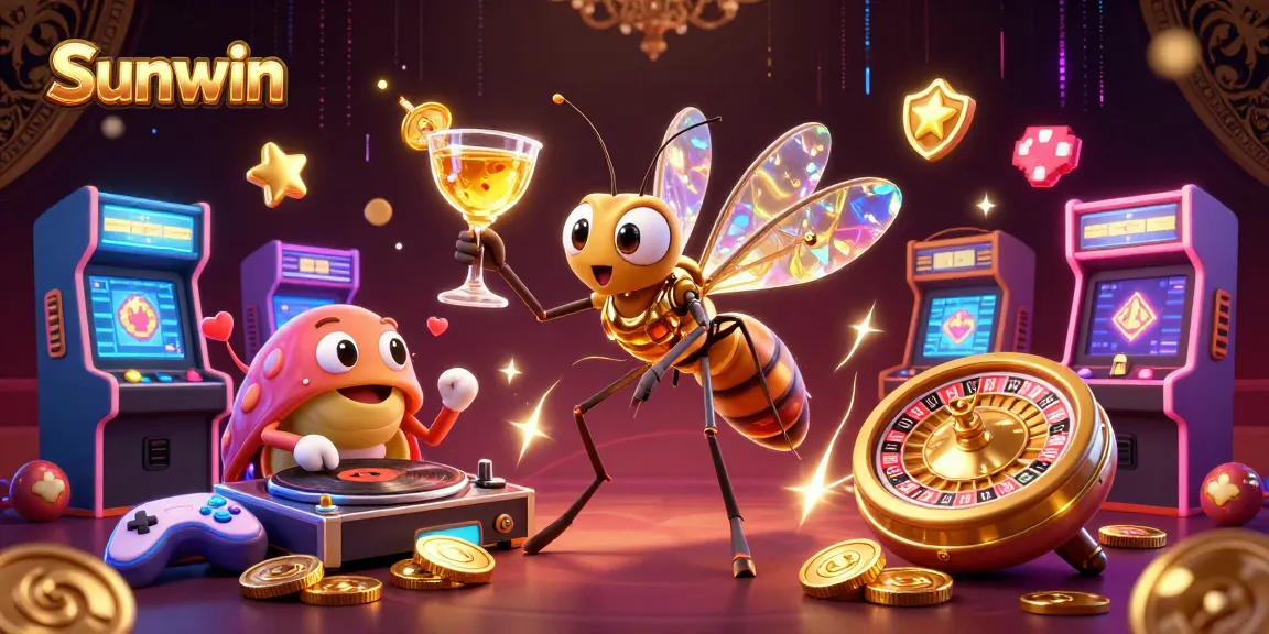 Engage in winning strategies at Sunwin with vibrant casino elements and lively 3D characters.