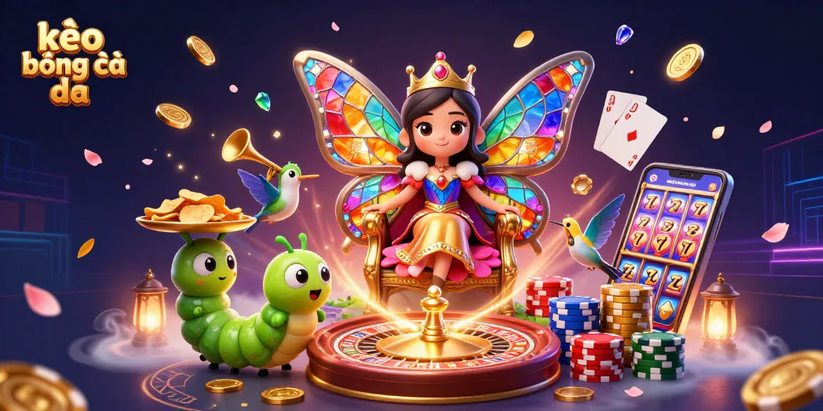 Engage with kèo bóng đá as vibrant butterflies celebrate betting excitement, showcasing stunning casino elements.